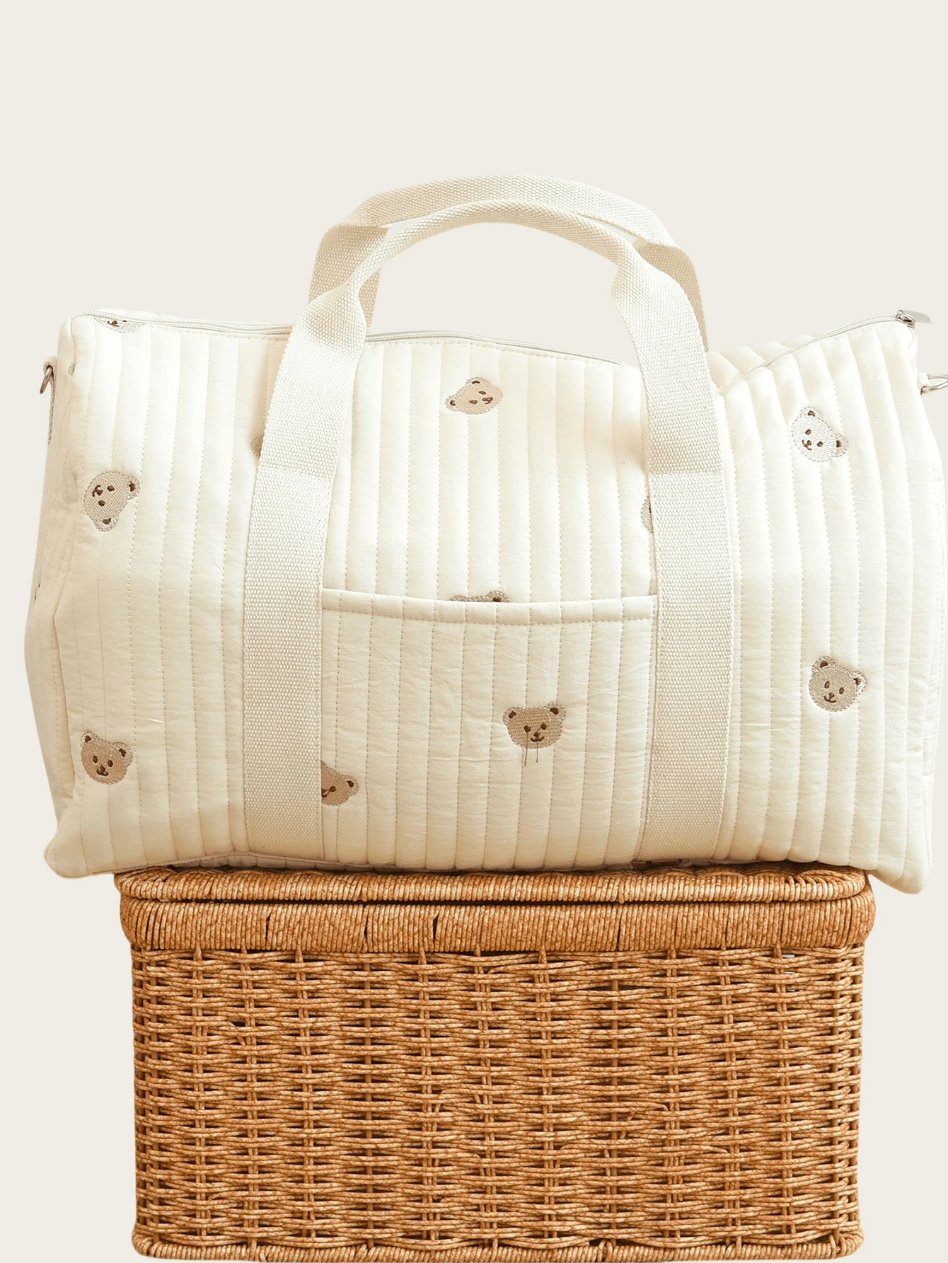 1pc Embroidered Large Capacity Travel Tote Bag, Convenient Handbag & Shoulder Bag For Moms - Multicolor - View 1