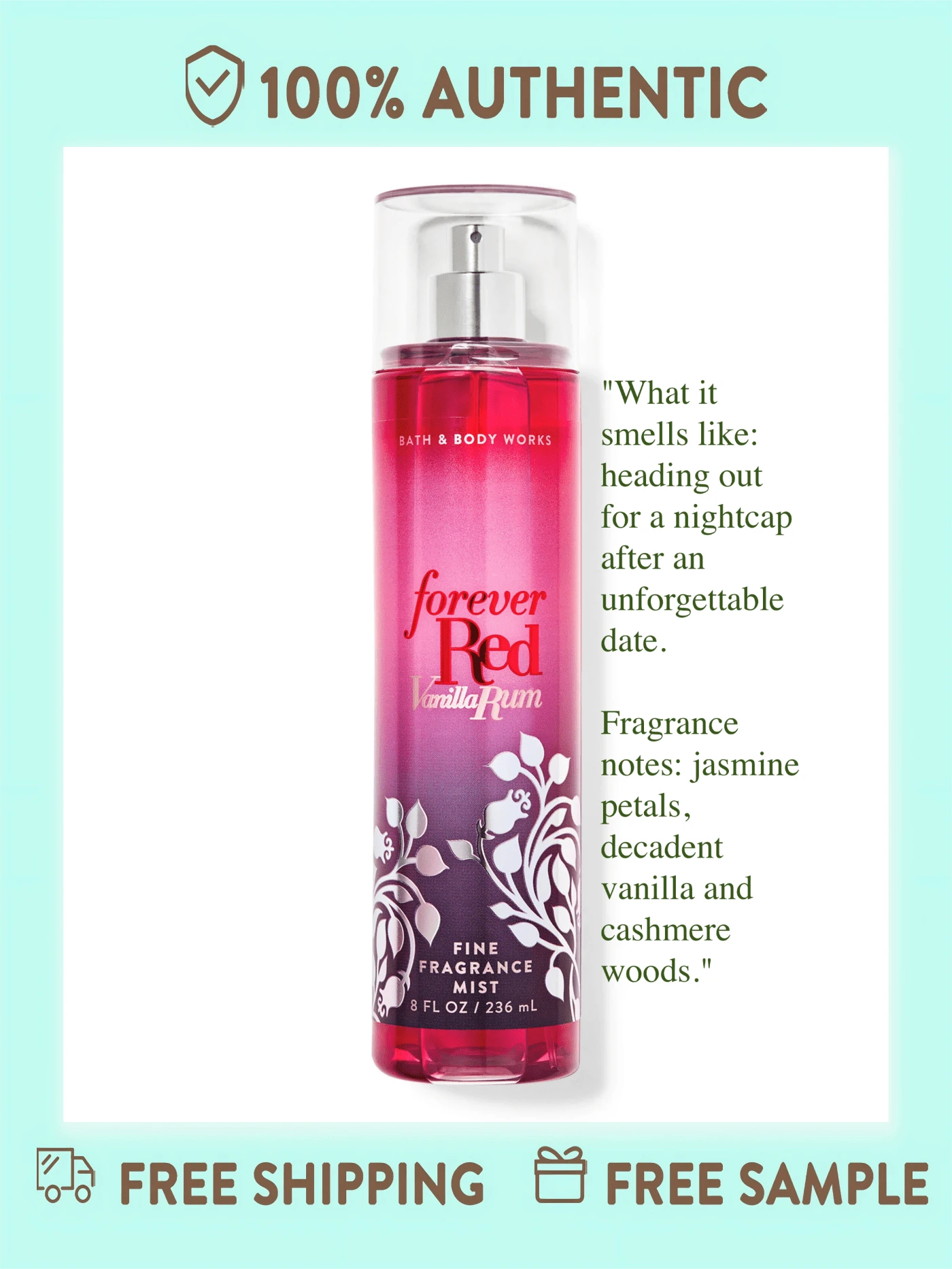 Bath And Body Works Fine Fragrance Mist -8 Fl Oz (Pack Of 1) - Forever Red Vanilla Rum - 查看 1