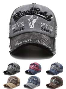 1 sztuka Czarna haftowana czapka baseballowa Rebel, zabytkowa zmywalna czapka, modna codzienna czapka przeciwsłoneczna