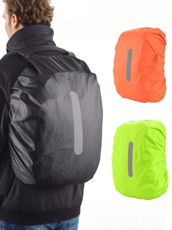 1Pc 15-75L Black Backpack Rainproof And Anti-Fouling Cover, Dustproof Cover For Outdoor Travel Hiking And Mountaineering Bag, Foldable And Backpack Protective Cover With Reflective Strips, Suitable For Outdoor, Mountaineering, Commuting, School, Home, Travel Storage
