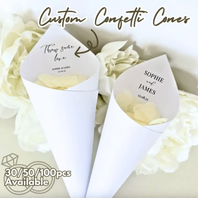 Coni di coriandoli personalizzati per matrimonio, storia d'amore fatti a mano, coni di coriandoli personalizzati per matrimonio, forniture per matrimonio, coni di coriandoli per matrimonio personalizzati, coni di petali per matrimonio personalizzati, coni di coriandoli da lanciare, decorazioni creative per matrimonio, accessori per matrimonio personalizzati con nome e testo, accessori per capelli per donne