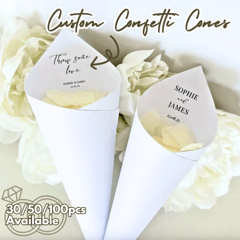 Handmade Personalized Love Story Wedding Confetti Cones, Customized ...