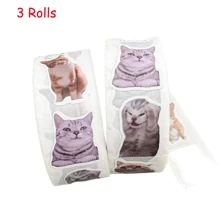 500 pezzi/rotolo Divertenti adesivi gatto meme - Forniture per scrapbooking carino per bambini, sigilli per buste creativi e decorazione per quaderni