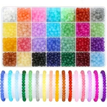 840/1680PCS 6mm Glass Beads For Jewelry Making, 56 Colors Crystal Beads Bracelets Making Kit, Round Beads Suitable For Beginners - Multicolor - View 12