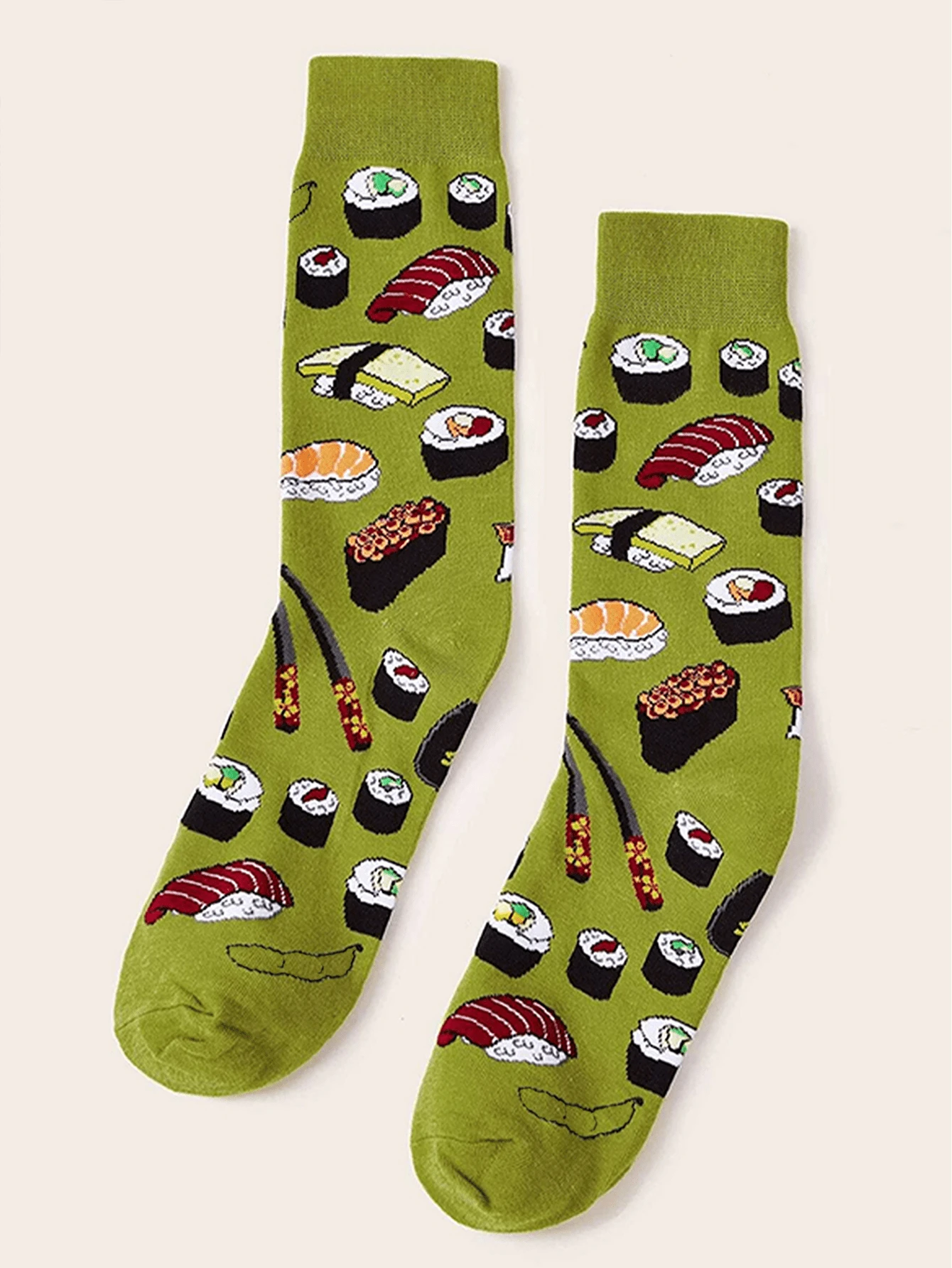 女士秋冬寿司图案中筒袜