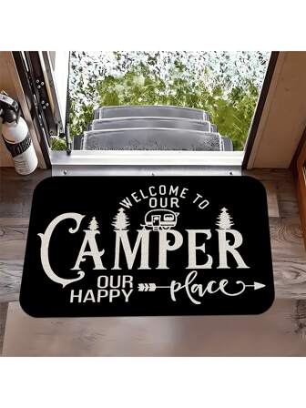 1 Pc Camper Welcome Door Mat - Bedroom Carpet, Entryway Rug Mat, Perfect For Home Decor, RV Entrance Mat, Room Accessories, Living Room, Reading Room, Bedside Decor, Sofa, Balcony,Soft Crystal Velvet Carpet,Multiple Sizes Available,Non-Slip Bottom[Bathroom Mat] [Bath Mat][Bathroom Mats] Bathroom Kitchen Decor