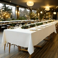 1 件灵感纯色桌布 - 柔软浅米色涤纶，吸水耐用，优雅餐桌罩，适合家居装饰、派对、婚礼和日常使用，餐桌装饰