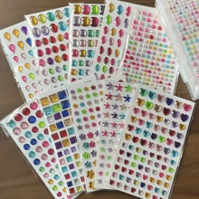 10pcs Multicolored Acrylic Rhinestone 3D Gem DIY Stickers, Party Decoration, Makeup Accessories For Hair, Face, Nails, Gift Filler School Supplies,Back To School