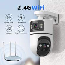 4MP WiFi 安全摄像头，配备双镜头，支持 AI 人体追踪、彩色夜视和双向音频，适用于家庭/办公室 - 礼物 - 白色 - 查看 5