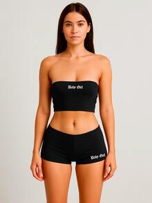 Black Shorts Low Waist Fitness Casual Baby Girl - 黑色 - 查看 3