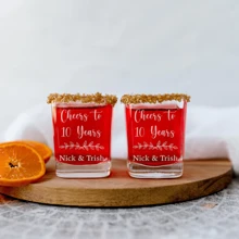 Cheers Anniversary Years Custom Shot Glass - Anniversary Gifts For Her, Gifts By Year, Anniversary Party Glass, Anniversary Gift For Husband
