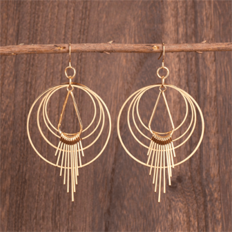 1 对波西米亚风格复古几何圆形流苏耳环，时尚简约，适合女性日常佩戴和送礼，四季皆宜