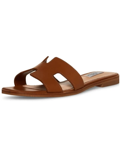 1 par de Sandalias planas de mujer moda 2025 detalle en forma de H suela de color Tang -22.26 MX estilo minimalistas Gran Calidad- Zapatillas de Mujer ideales para vacaciones elegantes