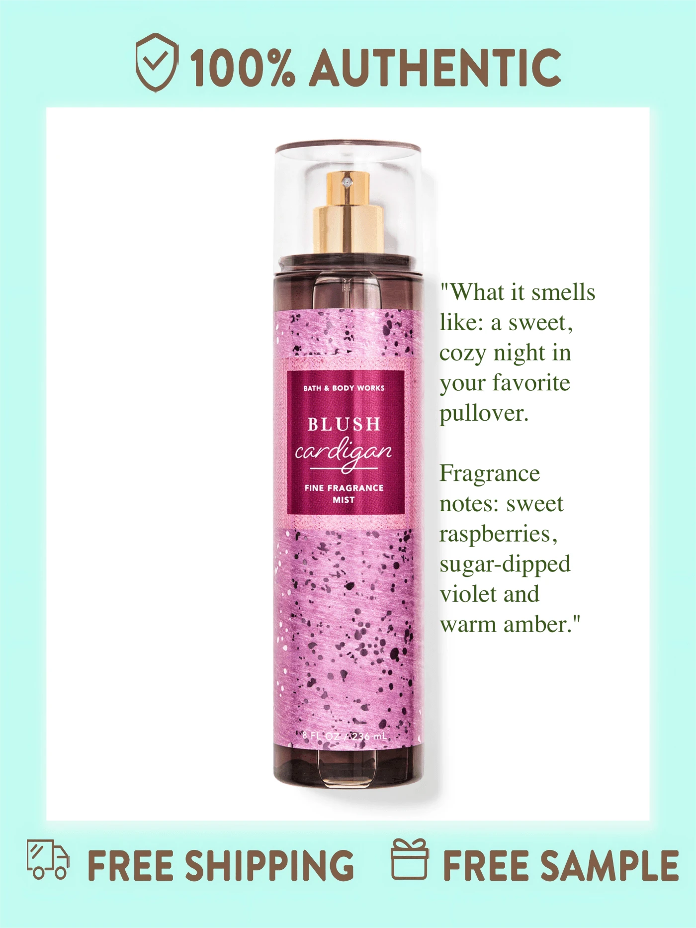 Bath And Body Works Fine Fragrance Mist -8 Fl Oz (Pack Of 1) - Áo len cardigan màu hồng - Xem 1