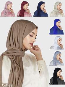 1 szt. Damska, jednokolorowa, prosta chusta na głowę, odpowiednia do codziennych dojazdów do pracy, podróży i wakacji, noszona przez cały rok, do spania - Wielokolorowe - Zobacz 2