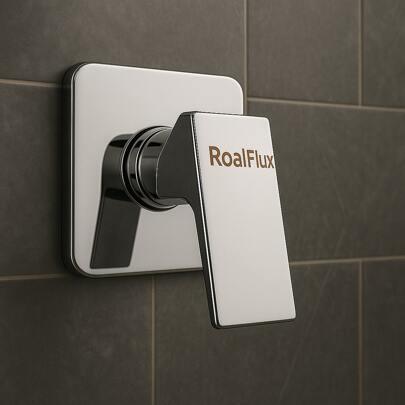 Llave mezcladora monomando para regadera de acero inoxidable cromado resistente cuadrada estilo moderno color plateado ideal para baño elegante y fácil instalación