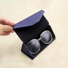 1 cutie triunghiulară pliabilă pentru ochelari de soare, cutie de ochelari vintage din denim de înaltă calitate, portabilă