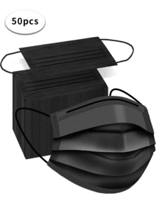 [10/50/100.200 Pieces Per Pack]Black And Pink Disposable Masks, Three-Layer Adult Masks, Elastic Ear-Loop Masks, Suitable For Home, Office, School, Outdoor And Other Occasions. One-Time Ear-Loop Design, Suitable For Home, Travel, Office, School, Work And Outdoor Use.