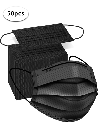 [50 Pieces ] Black And Pink Disposable Masks, 3-Layer Adult Masks, Elastic Earring Masks, Suitable For Home, Office, School, Outdoor, Disposable Ear Rack, Home, Travel, Office, School, Work, Outdoor