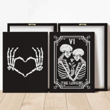 Bộ 2 tranh in hình bộ xương đen trắng hiện đại, bộ bài Tarot cho cặp đôi, bộ áp phích Halloween, áp phích trái tim bộ xương, đồ trang trí ngày lễ tình nhân tối, tranh tường phong cách Cottagecore Gothic tối, đồ trang trí Halloween | có hoặc không có khung, đồ trang trí phòng, đồ trang trí nhà cửa, đồ trang trí căn hộ ký túc xá đại học, quà tặng trang trí tường trong khách sạn, nhà ở, phòng khách, phòng ngủ, phòng tắm và văn phòng, đồ trang trí Halloween - Nhiều màu - Xem 11