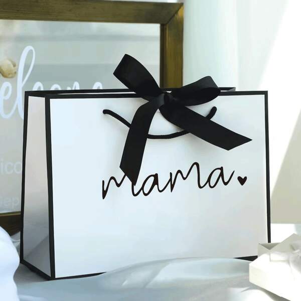 1 Pc Mama Letters Print Tote Bag, Fashion Paper Gift Bag For Mom, Lightweight & Foldable Shopping Handbag, Portable Travel Bag Shopping Bag Gift, Mama Birthday Gift Bag