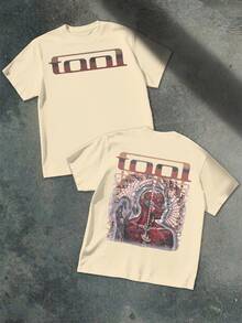 Tool Band Themed Art Graphic Men's Short Sleeve T-Shirt Double-Sided Printing For Concert And Rock Fans, Ideal Gift For Musicians 100% Cotton T-Shirt - Màu be - Xem 1
