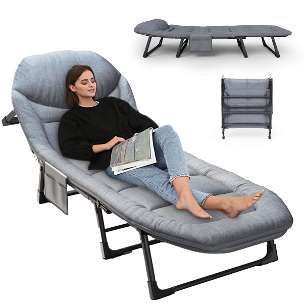SnozeFlex SnozeFlex Sleeping Cots/Camping Cots For Adults 6 Adjustable Positions Portable Foldable Folding Cot With Pillow Heavy Duty Strong Frame Cot Bed For Camp, Travel, Room, Office
