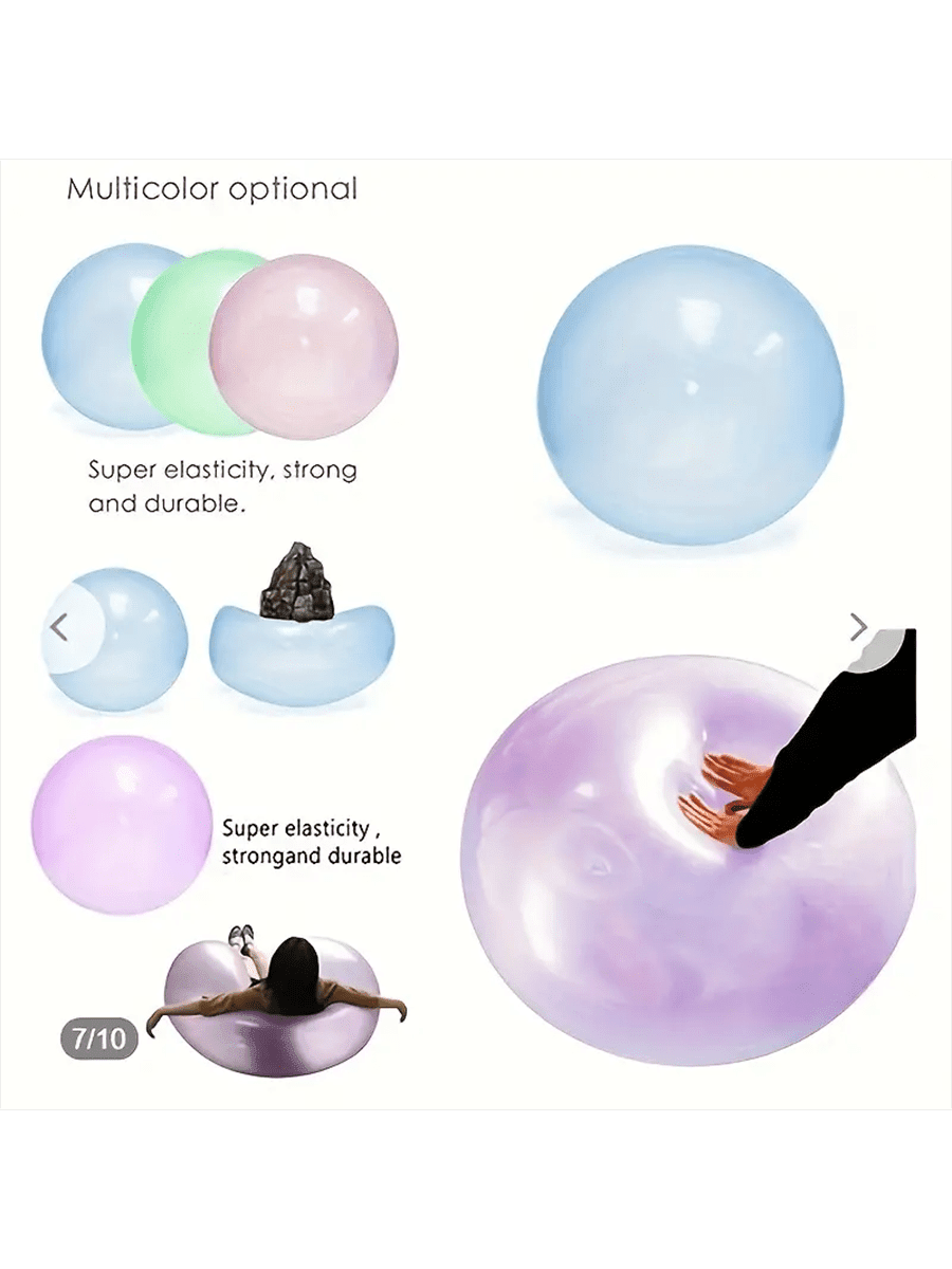 1 pieza Bola grande de burbujas de TPR - Juguete inflable amigable para rebotar, ideal para juegos al aire libre, regalo creativo de bola de burbujas que se puede llenar de agua