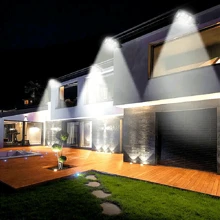 Luces solares LED potentes, luces de sensor de movimiento activadas por humanos actualizadas, luces de pared para calle, jardín, patio con 3 modos de iluminación, luces LED impermeables de alto lumen para porche y pared exterior