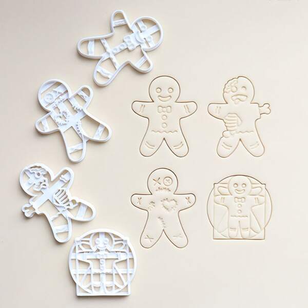 1/3 Stück Lebkuchenmann Stempel Form, weißes Prägewerkzeug, DIY Cartoon Weihnachts Stempel Form