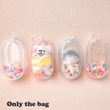 Bolsa protectora transparente con llavero, Bolsa de dolor de 15 cm con bolas de peluche coloridas, Modelo colgante transparente (Solo paquete) - Multicolor - Ver 4