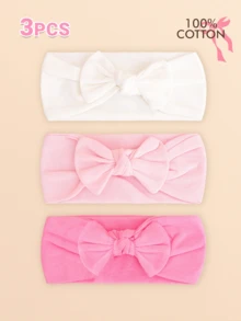 1pc/3pcs Soft & Breathable Cotton Headbands For Baby, Elastic & Gentle, Suitable For 0-3 Month Old Babies, Decoration And Bathing, Great Gift - Multicolor - View 4