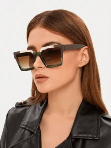 1 件女士夏季亚克力休闲方形框架时尚眼镜，适合海滩必备品、夏季出游和 Y2K 配饰