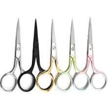 Tijeras de belleza profesionales de acero inoxidable finas, rectas y puntiagudas para el cuidado personal, eliminación del vello facial y recorte de orejas, nariz y cejas