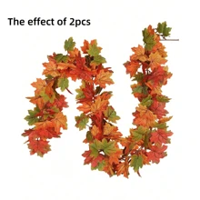 2/1 Stücke Herbst Ahorn Blätter Girlande, Party Freude 5,6 Fuß Künstliche Ahorn Blatt Herbst Girlande zum Aufhängen, Herbst Reben Tischdekoration, Herbstdekoration für Haustür, drinnen und draußen, Thanksgiving-Dekoration