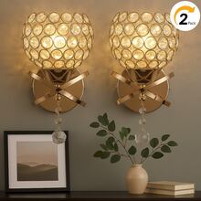 2 Pack Crystal Wall Lamp – Modern Simple Design For Corridor, Entrance & Bedroom (Free 2-Color Bulbs) - WL605-1FGD - View 1