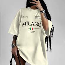 T-Shirt Women's Minimalist Milano Italia Italy Fashion Foreign Stylish Modern Cotton Casual Versatile