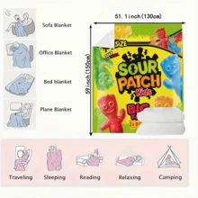 Rainbow Candy Themed Microplush Blanket - Soft Printed Flannel Throw, Comfortable All Season Sofa And Bed Cover, Machine Washable, Great For Travel, Camping, Napping And Gifting, Modern Design With Happy Candy World - Multicolor - View 11