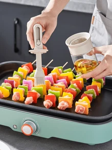 1 Stück integrierter Öltopf mit Pinsel und Deckel, hochtempera turbeständiger Silikonölpinsel und Flasche aus Glas, einziehbarer Backen- und Grillpinsel, Grillbesteck, Kochen, Backölpinsel und Öltopf