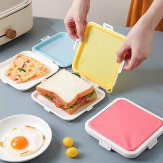 1 件三明治和吐司便当盒，便携式户外午餐盒，学生和上班族午餐盒，家用便当盒，返校