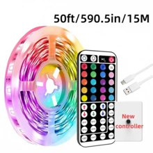 NBBUFF 3.28ft-100ft RGB LED Strip Lights For Bedroom, With 44keys Remote, Can Adjust Color And Brightness, Very Easy To Install, Led Lights For Room, Kitchen, Living Room, Holiday Party Atmosphere Decor, Christmas Decor, TV Background Light, Halloween Decor - Multicolor - View 15