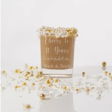 Cheers Anniversary Years Custom Shot Glass - Anniversary Gifts For Her, Gifts By Year, Anniversary Party Glass, Anniversary Gift For Husband