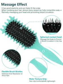 卷发梳 – 波浪边顺发梳，可定型卷发，软垫设计，减少毛躁和断裂，男女皆可获得明显的顺滑效果 - 彩色 - 查看 4