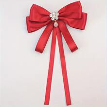 1 Peça Gravata Borboleta de Moda Feminina, Broche com Fita Longa, Decorado com Strass, Adequado para Uniformes Escolares, Vestidos Formais e Uso Diário