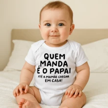 Baby Bodysuit Phrase Daddy Is The Boss 100% Cotton - 白色 - 查看 3
