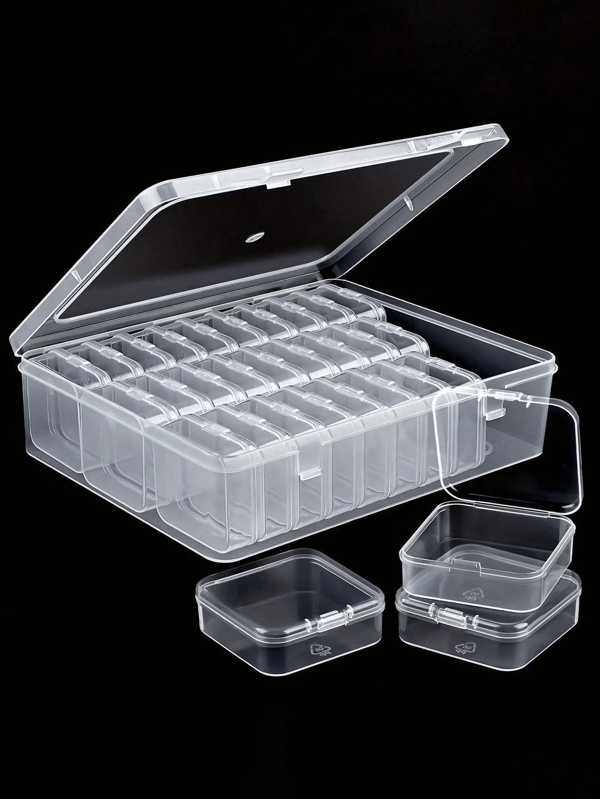 1 Set Of 12/15/20/30 Pcs (2.17in) Clear Plastic Storage Boxes - Suitable For Beads, Jewelry And Craft Items - Durable Organizational Solution, Perfect Small Gift For Yourself, Students, Friends And Lovers, Jewelry Box For Women Storage Organizer Travel Essentials Back To School Dormitory Storage