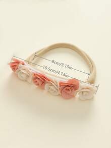 3pcs Artificial Rose Flower Elastic Nylon Headbands, Soft & Comfortable For Photo Taking Hair Accessories - Multicolor - View 4