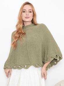 Women's Poncho Coat Knit Cape Elegant Blouse Winter Cold Warm Marrie Knit - màu xanh lá - Xem 5