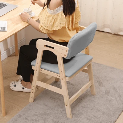 Kids Study Chair Height Adjustable Pine Wood Dining Chair for Children Liftable Study ChairStudent Writing ChairDining Chair