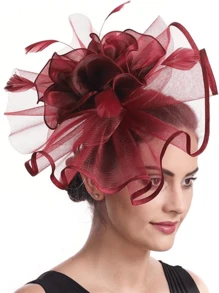 1pc Fascinator Hats For Women Tea Party Hats Kentucky Fascinators Derby Hat Wedding Cocktail Flower Feathers Hair Clip